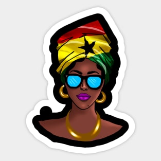 African woman with Ghana Flag headscarf Sticker